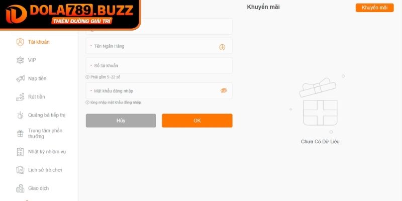 Đáp ứng hạn mức rút tiền Dola789
